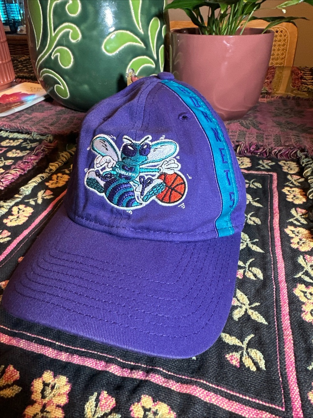 Vintage Charlotte Hornets NBA Hat Snapback Cap New Era Purple Cotton